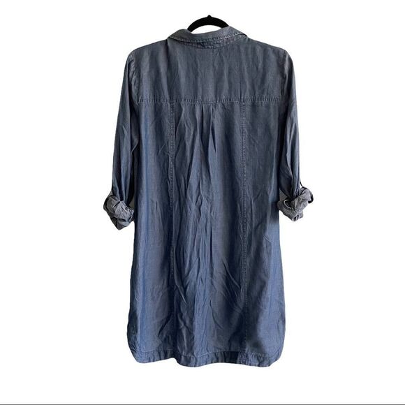 NIC + ZOE Blue Chambray Tunic Dress Shirtdress Coverup S - Picture 4 of 6
